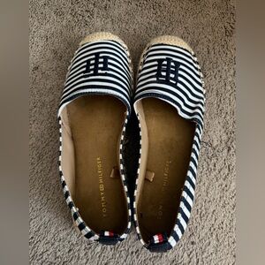Tommy Hilfiger Navy and White Striped Espadrilles